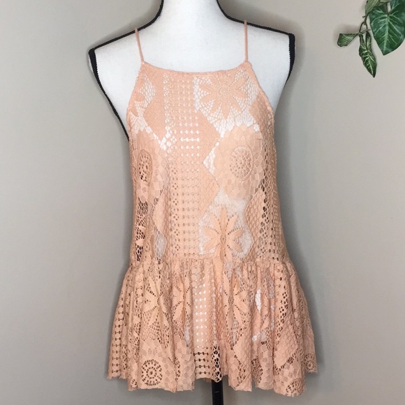 Poof! Tops - {8/$40} Poof! Peach Tank Top with Peplum Sz S